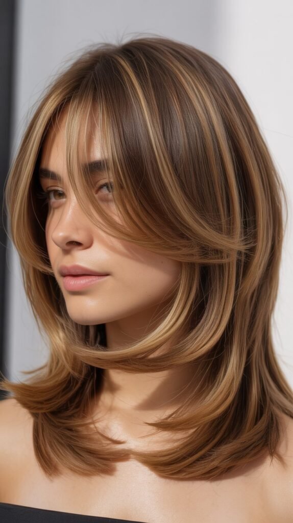 Long Bob with Curtain Bangs and Hidden Undercut