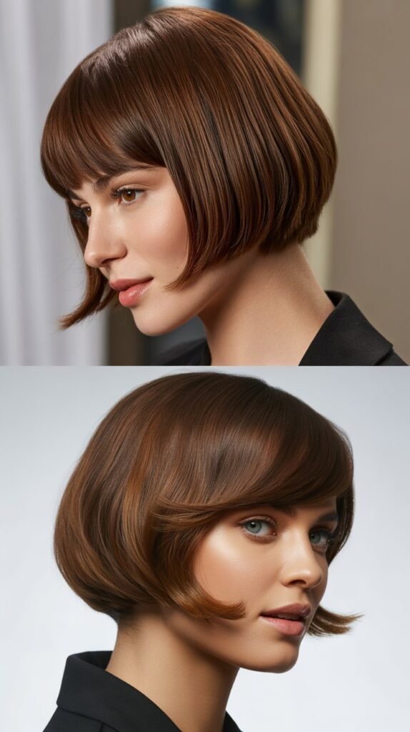 Inverted Bob with Long Side-Swept Bangs