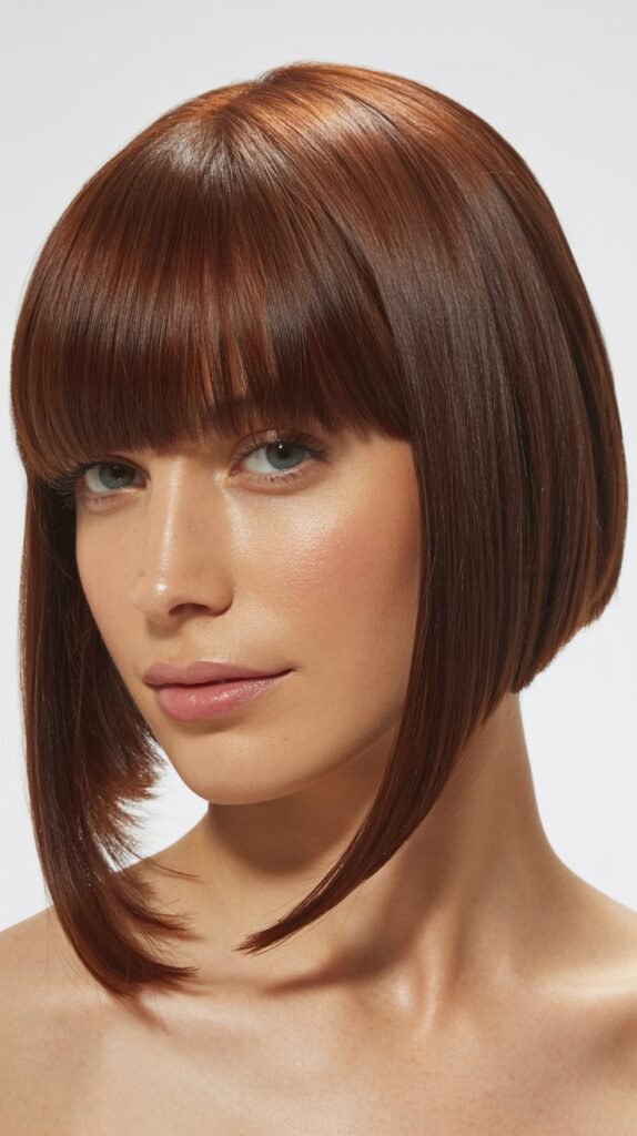 Classic Angled Bob with Full Bangs