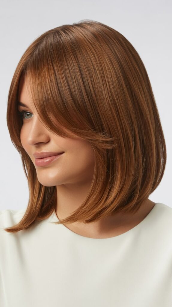 Long Bob with Curtain Bangs and Subtle Layers