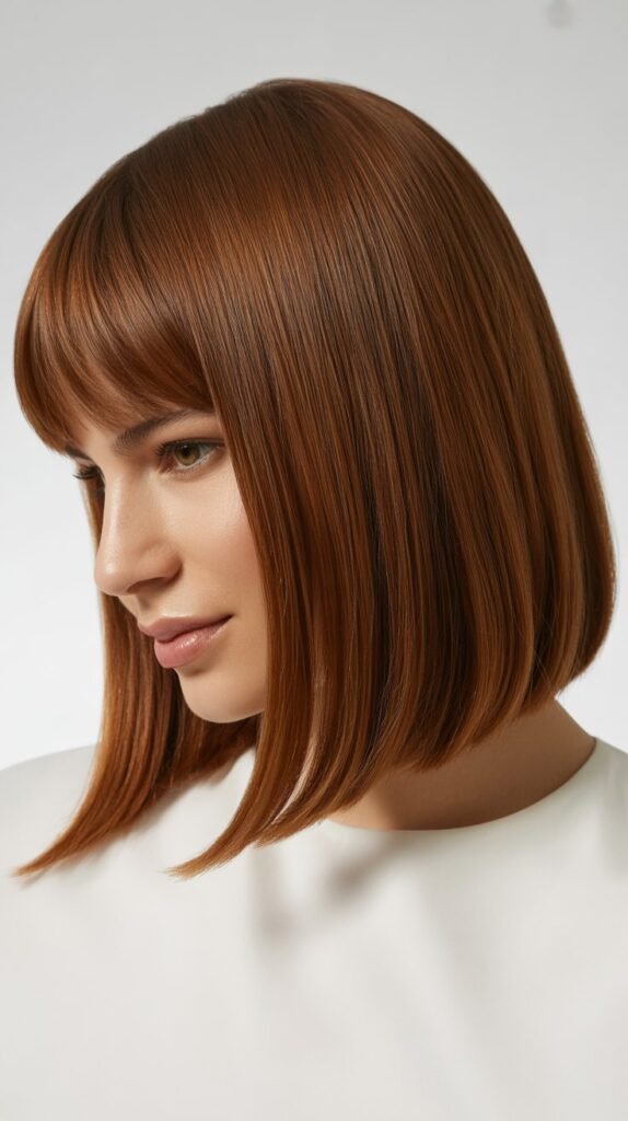  Classic Sleek Long Bob with Soft Curtain Bangs