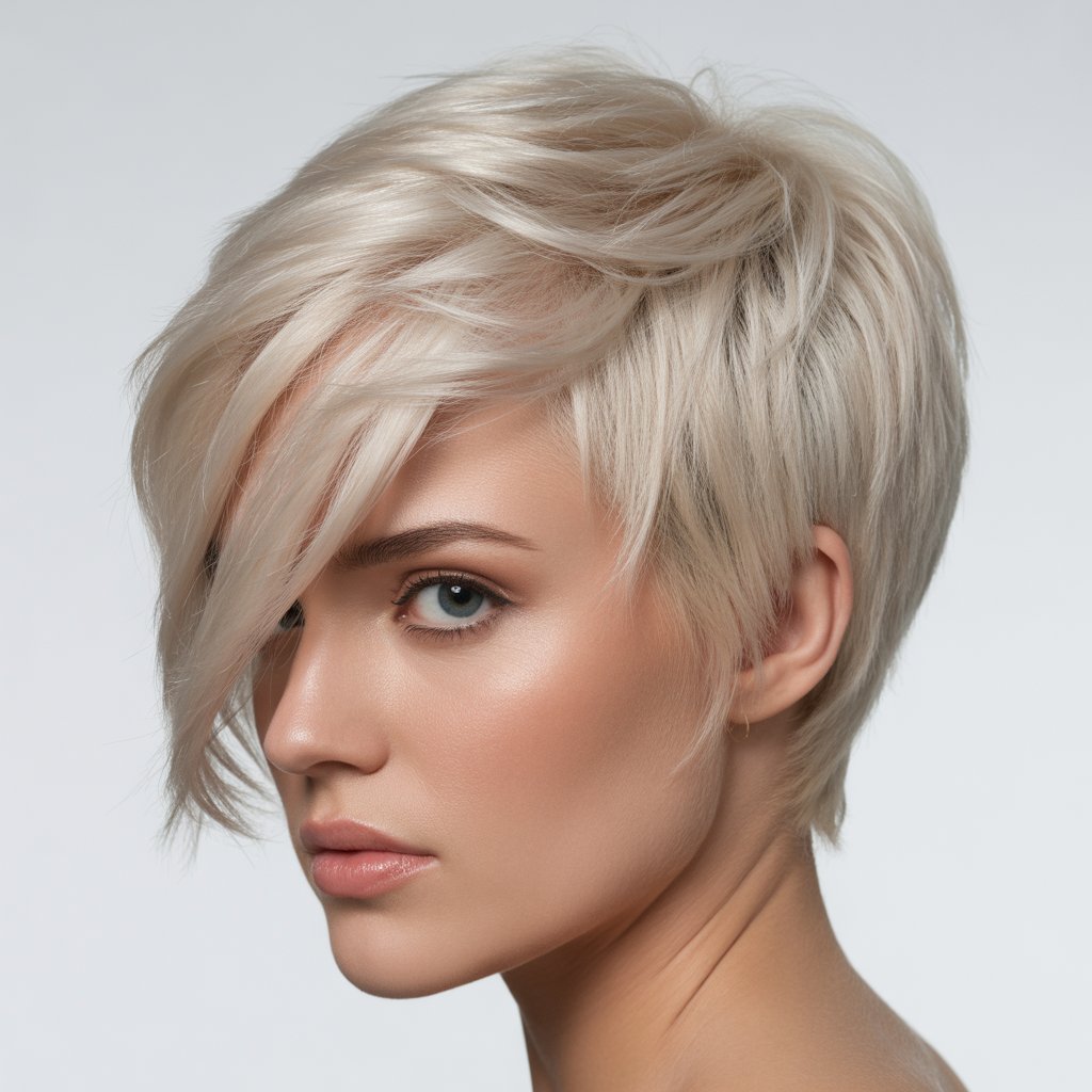 27+ Expert-Approved Hairstyles for Thin Hair and Round Faces 3 Asymmetrical Pixie Cut