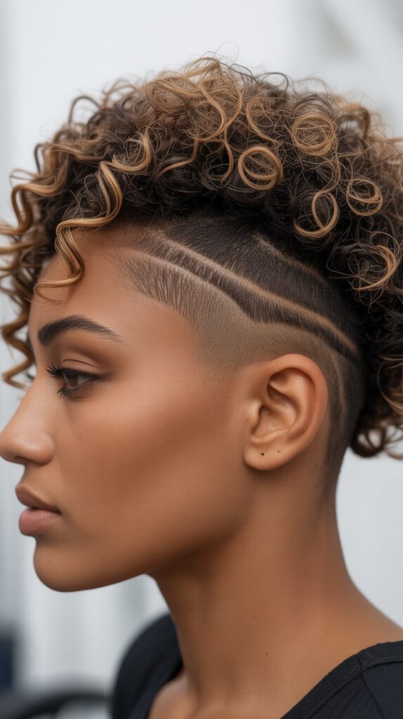 30 Best 3C 4A Hairstyles for Short Hair You'll Love 26 Temple Fade with Curls on Top