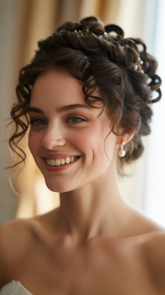 Twisted Crown Curly Updo