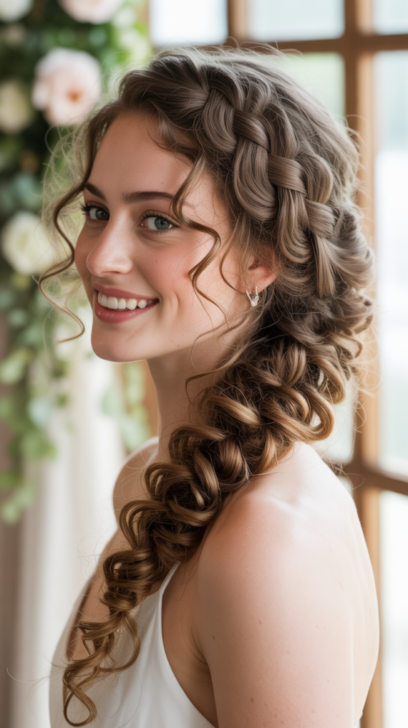  Loose Curly Braid Down the Back