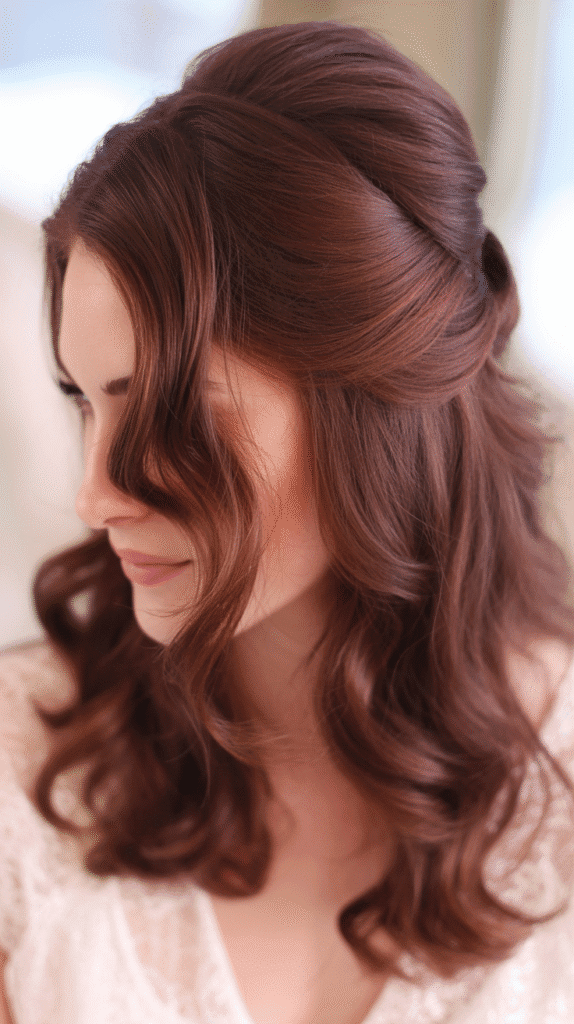 30+ Stunning Burgundy Hair Color Ideas That Will Turn Heads 22 Burgundy Half-Up Half-Down