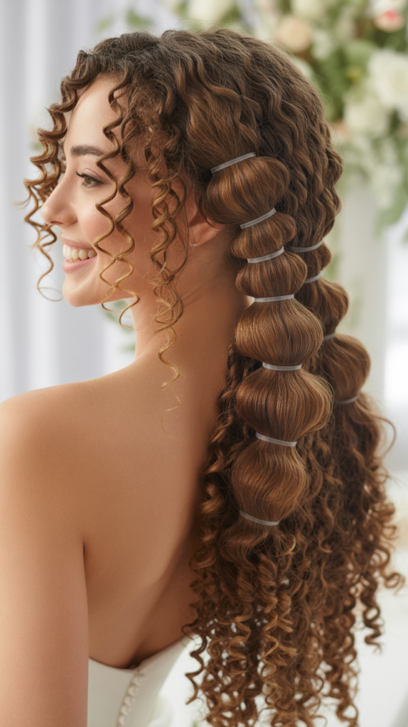 Bubble Ponytail with Defined Curls