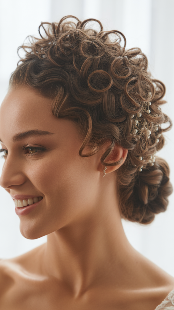 Half-Up Curly Crown with Low Bun