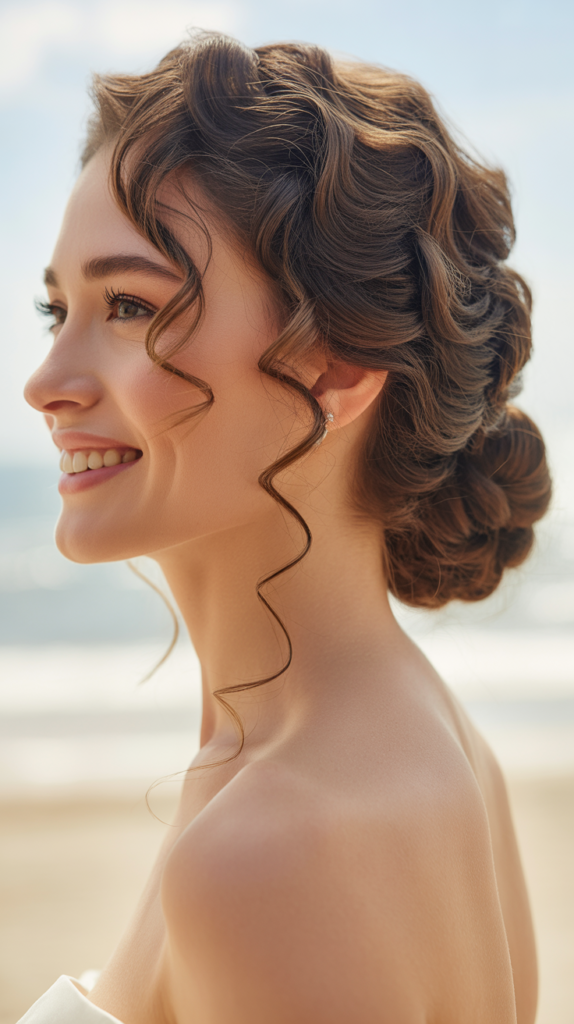 Classic Low Chignon with Curled Texture