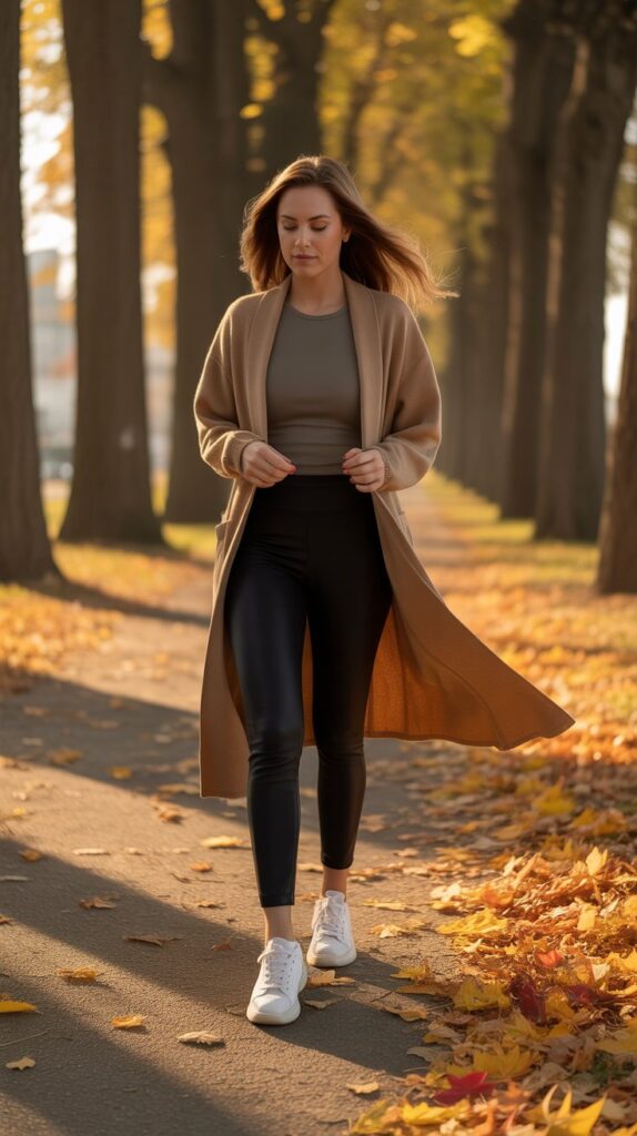 28 Sporty and Stylish Casual Fall Outfits for Women with Sneakers 16 Long Cardigan as Outerwear Alternative
