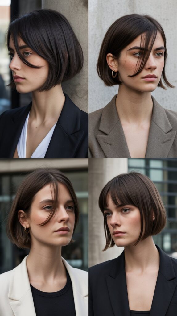 Asymmetrical French Bob With Side-Swept Bangs