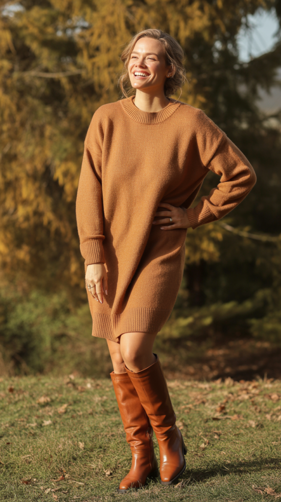 Sweater Dress with Knee-High Boots