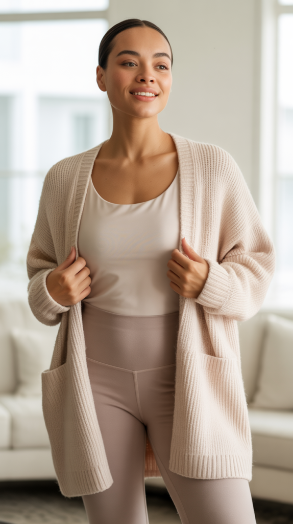 Knit Cardigan and Camisole with Leggings