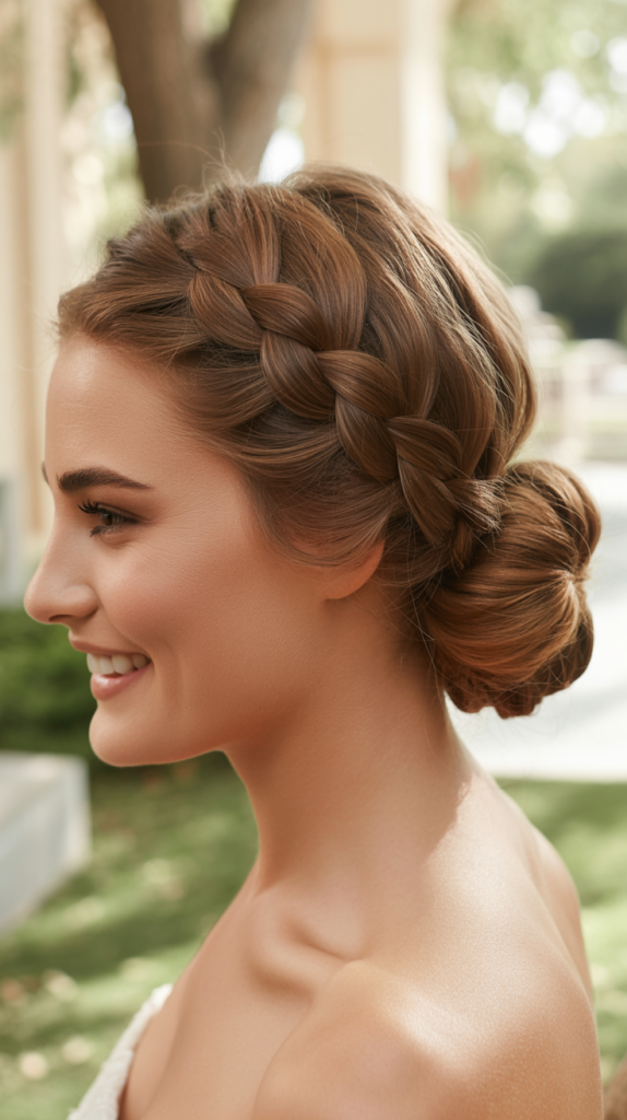 Dutch Braid into Low Bun