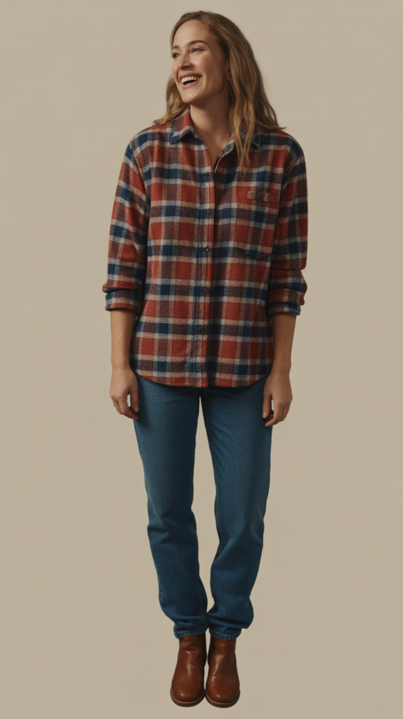 Plaid Flannel Shirt with Dark Jeans