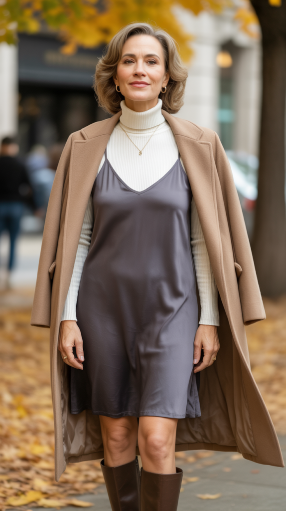 Turtleneck Under Slip Dress