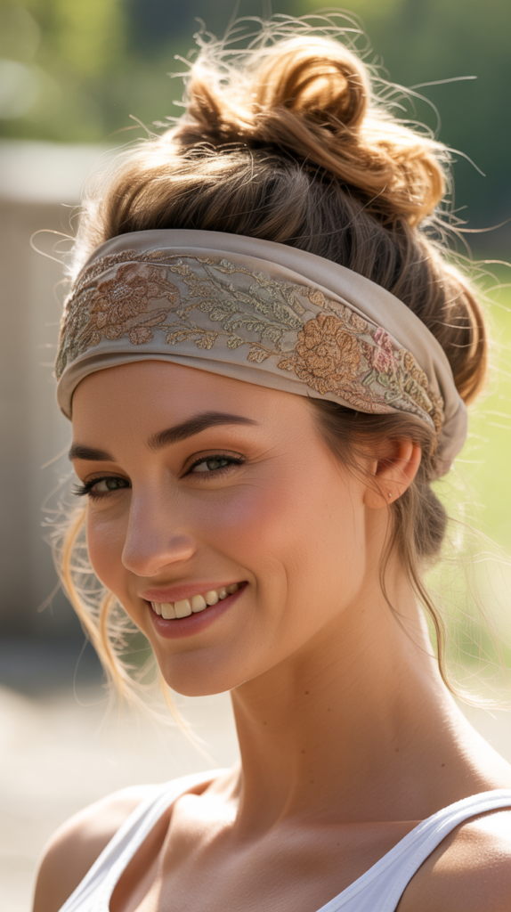 Messy Bun with Decorative Thick Headband