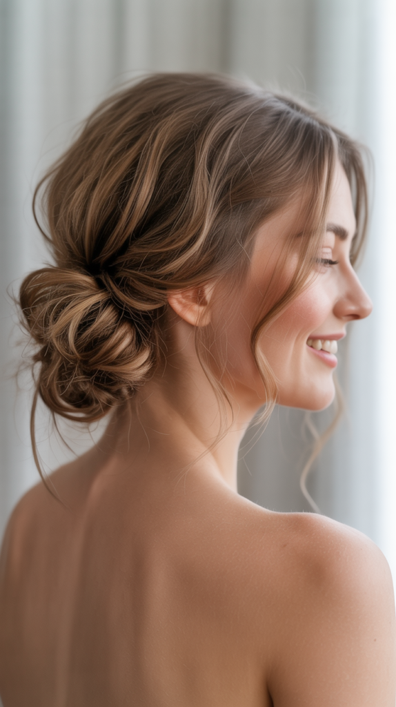  Messy Low Bun with Face-Framing Pieces