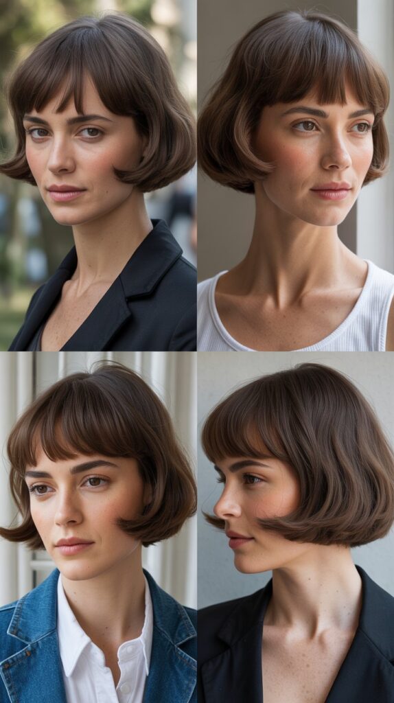 Rounded French Bob with Curved Fringe