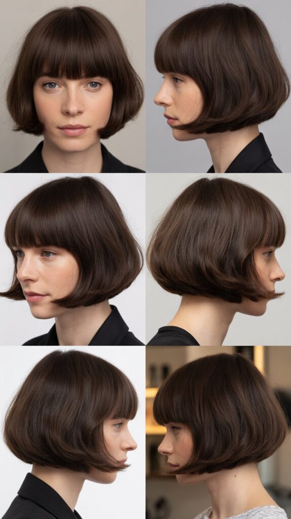 French Bob with Heavy Fringe and Internal Layers