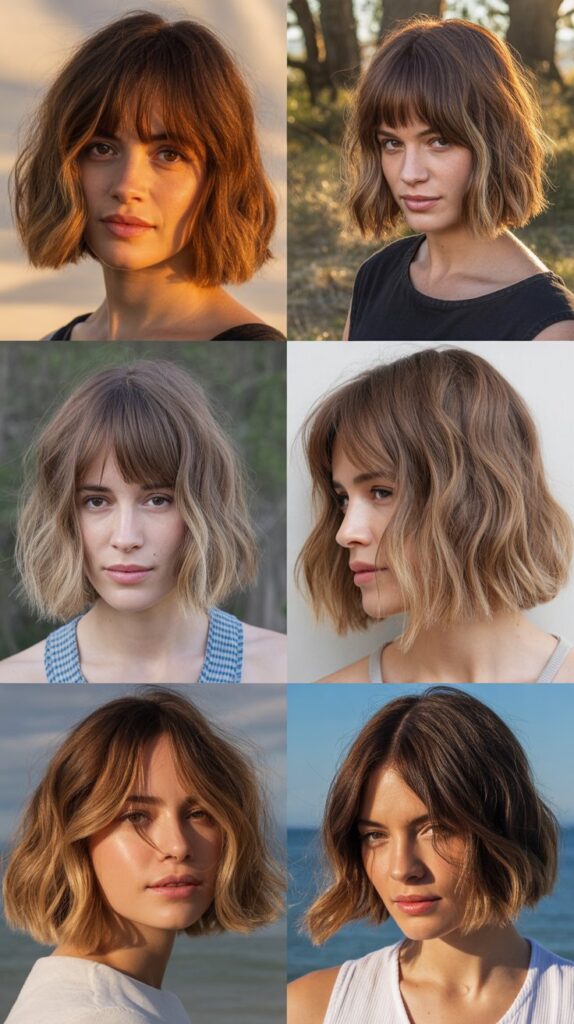French Bob With Balayage And Curtain Bangs