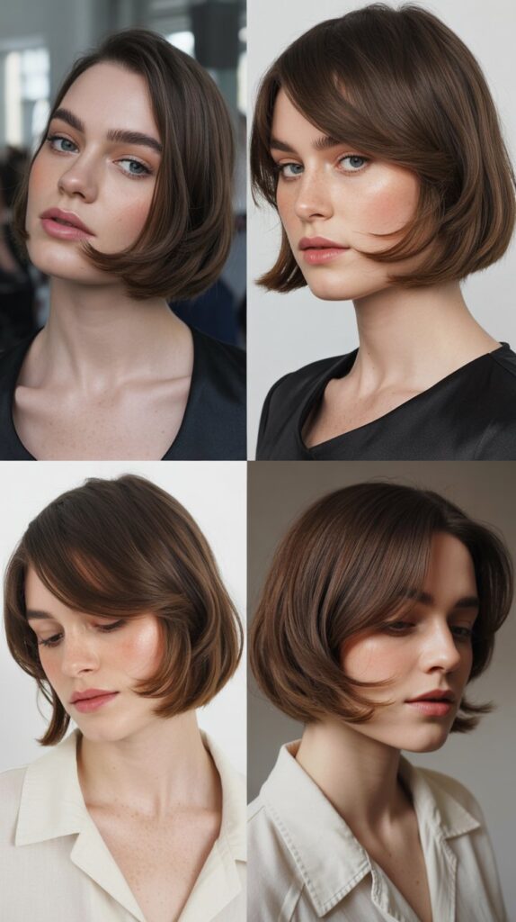 French Bob with Long Swooping Fringe