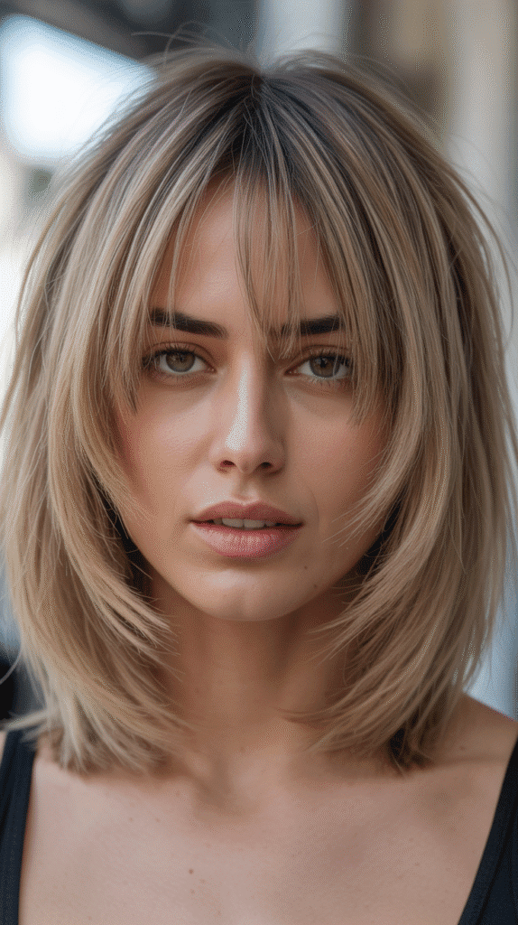 30 Stunning Long Bob with Curtain Bangs Ideas 18 Piecey Long Bob with Curtain Bangs