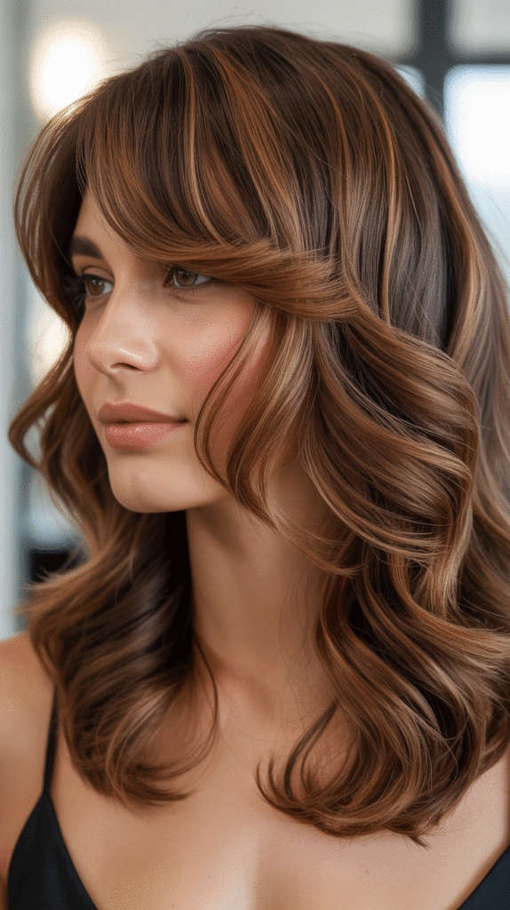 30 Stunning Long Bob with Curtain Bangs Ideas 23 Wavy Long Bob with Curtain Bangs and Layers