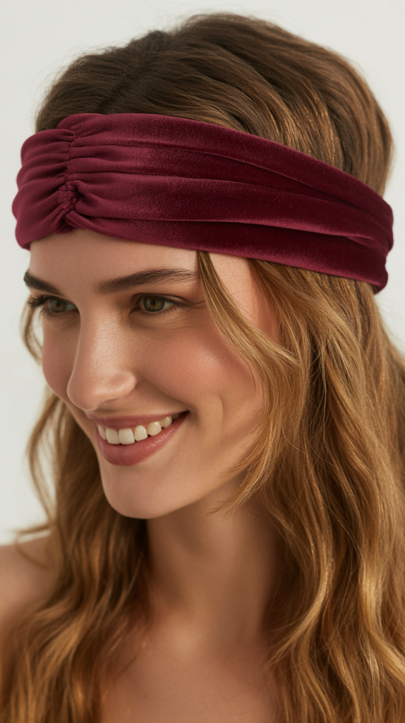  Half-Up Half-Down with Thick Velvet Headband
