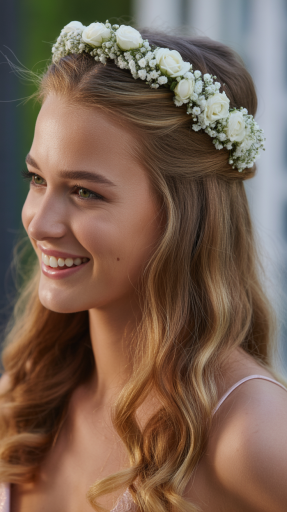 Half-Up with Floral Crown