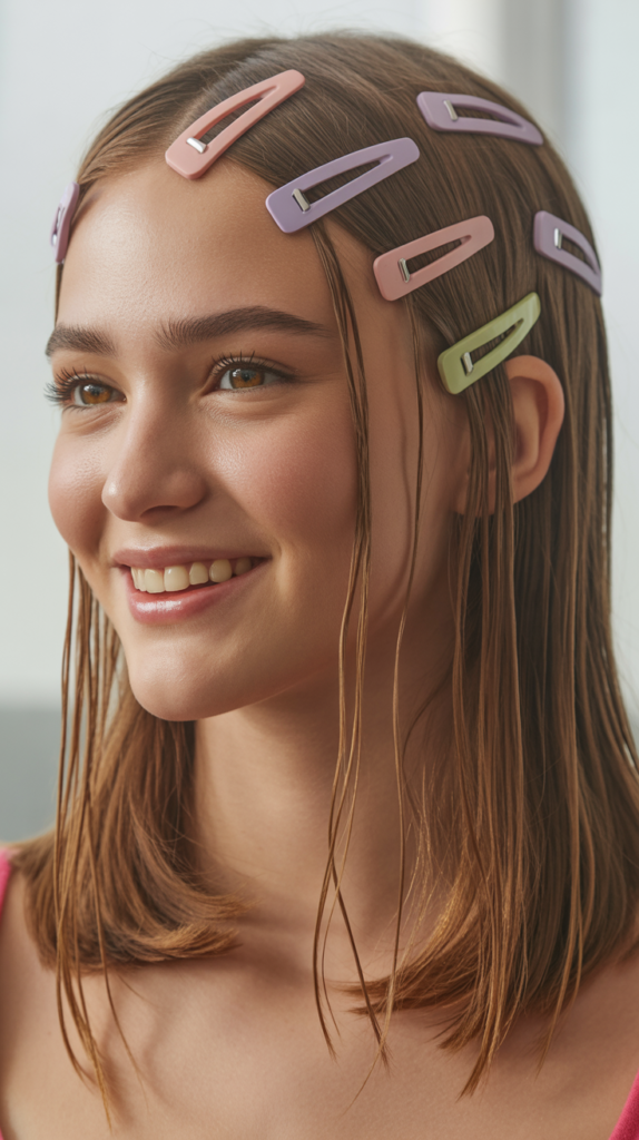 Straight Hair with Multiple Mini Clips