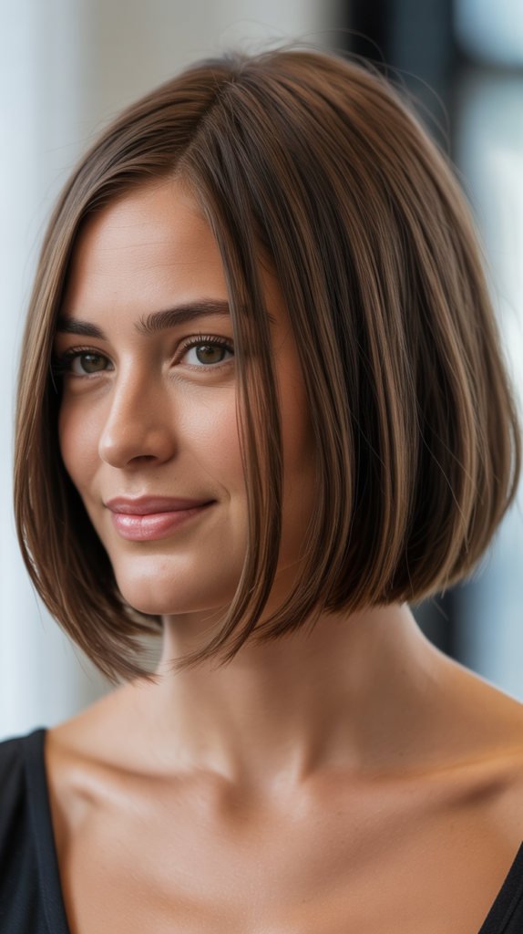 Side-Swept Bangs for Angular Definition