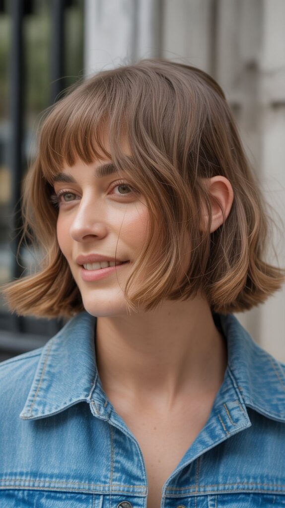 36 Stunning French Bob Haircuts With Bangs for Instant Fashion Edge 22 French Bob With Grown-Out Bangs