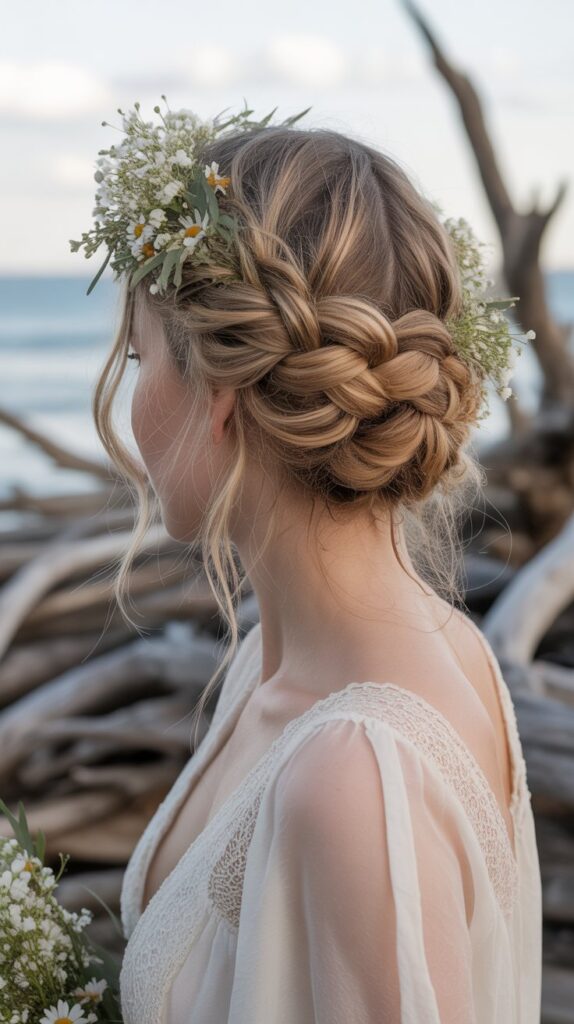 30+ Stunning Beach Wedding Hairstyles That Will Make Waves 8 Bohemian Braided Updo