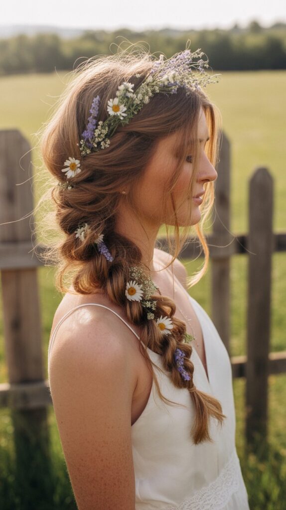 33 Best Half-Up, Half-Down Bridal Hairstyles 8 Bohemian Messy Half-Up Braid