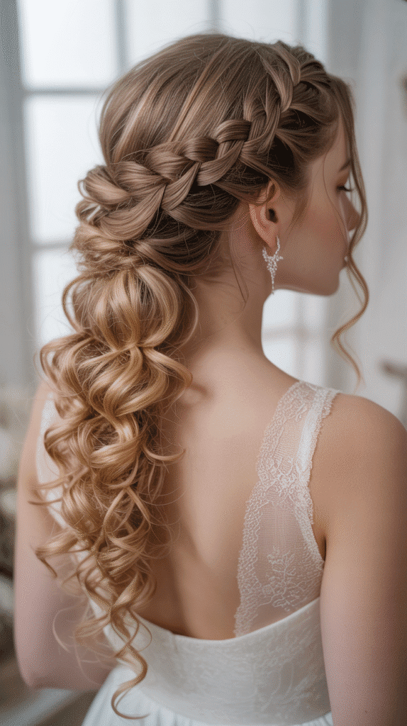 Waterfall Curly Updo