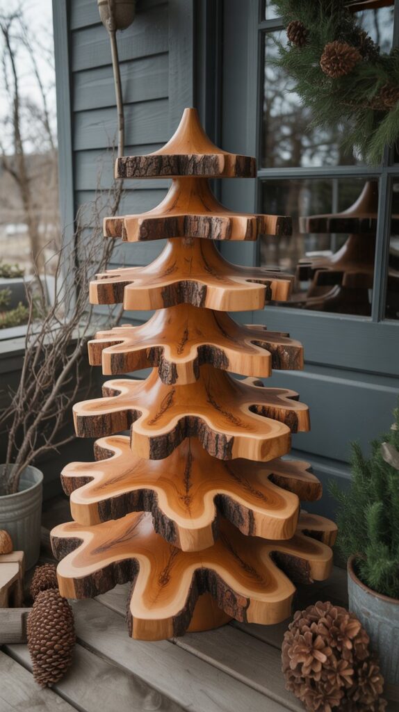 36 Wooden Christmas Trees for Your Front Porch Décor 25 Live Edge Wooden Christmas Trees