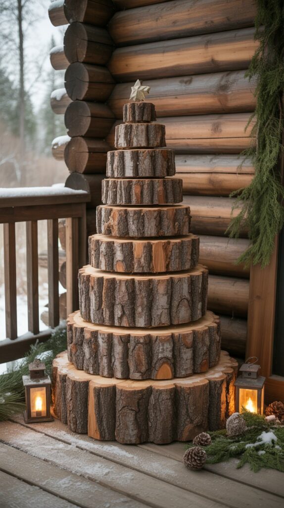 36 Wooden Christmas Trees for Your Front Porch Décor 11 Rustic Log Christmas Trees