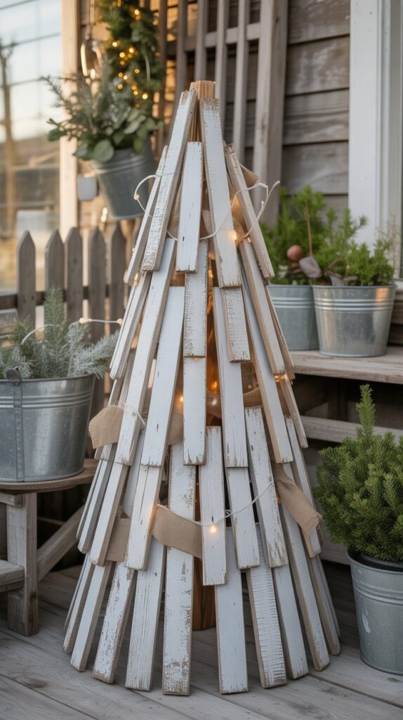 Best 30 Beautiful Wooden Christmas Trees to Try This Year 22 Reclaimed Fence Picket Christmas Tree