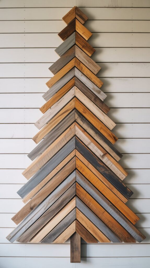 Best 30 Beautiful Wooden Christmas Trees to Try This Year 29 Wooden Pallet Chevron Tree