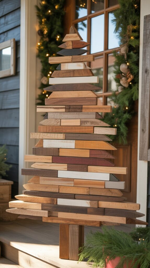 36 Wooden Christmas Trees for Your Front Porch Décor 23 Scrap Wood Mosaic Trees