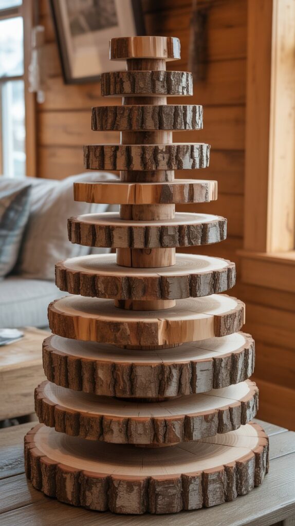 Best 30 Beautiful Wooden Christmas Trees to Try This Year 17 Rustic Log Slice Christmas Tree
