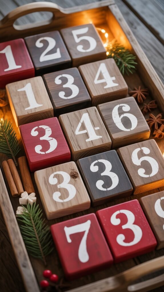 Wooden Christmas Countdown Blocks