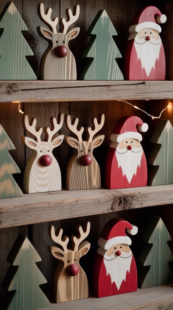 Rustic Wooden Christmas Shelf Sitters