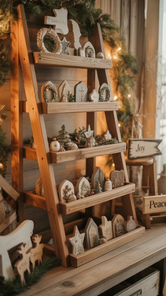 Wooden Christmas Tree Ornament Display Ladders