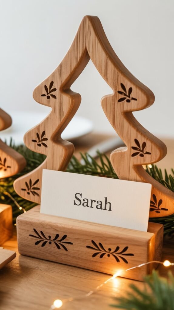 Wooden Christmas Place Card Holders