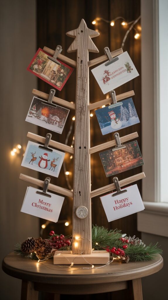 33 Profitable Rustic Christmas Wood Crafts for 2025 23 Wooden Christmas Card Holders