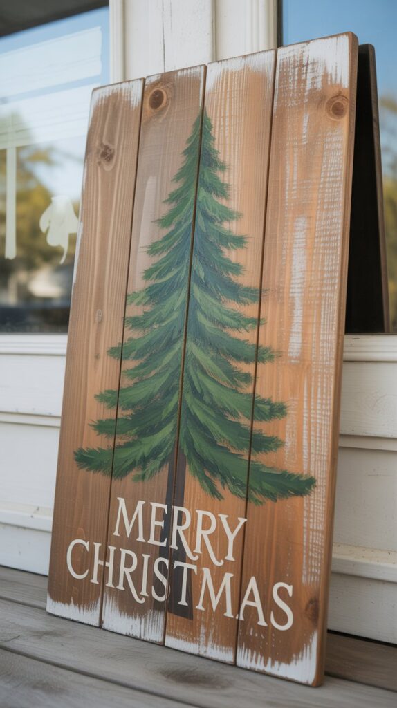 36 Wooden Christmas Trees for Your Front Porch Décor 16 Plank Sign Christmas Trees