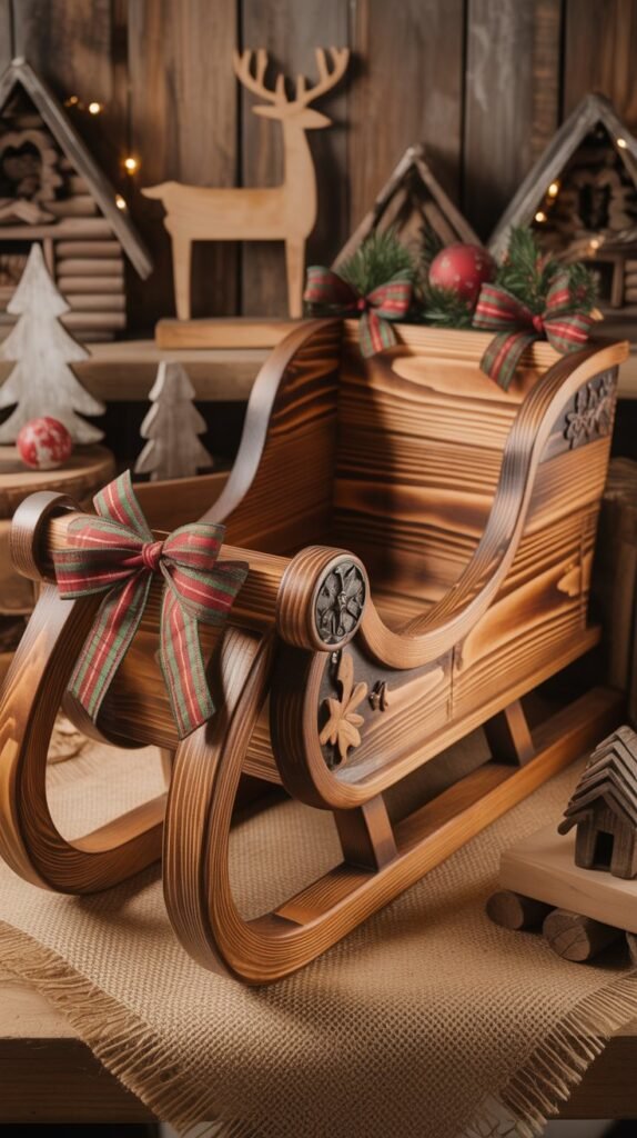 Rustic Wooden Sleigh Decorations