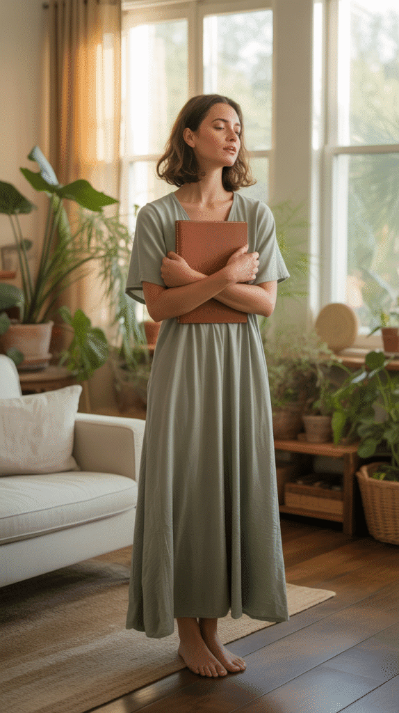 30 Trendy DTI Self Care Sunday Outfit Ideas for Women 13 Flowy Maxi Dress with Pockets